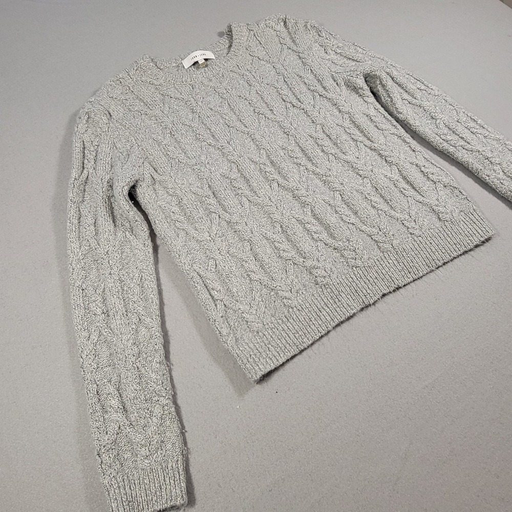 Anthropologie John + Jenn Cable Knit Sweater Women's Size Small Petite Gray - Picture 2 of 10